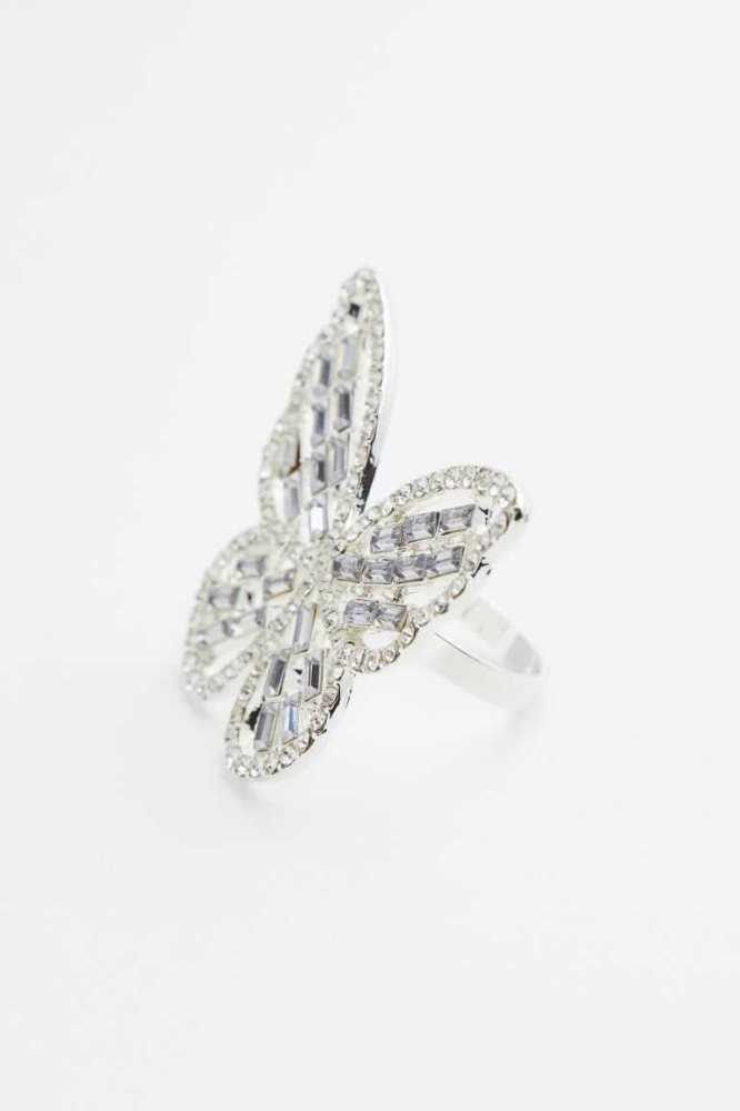 Anillos H&M Butterfly-shaped Rhinestone Mujer Plateados | 984370REK