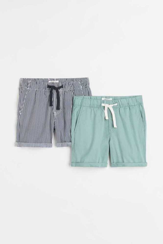 Bermudas H&M 2-pack Algodon Niños Verdes Claro | 954368DGE