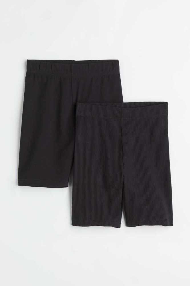 Bermudas H&M 2-pack Bike Mujer Negros | 016275IVH