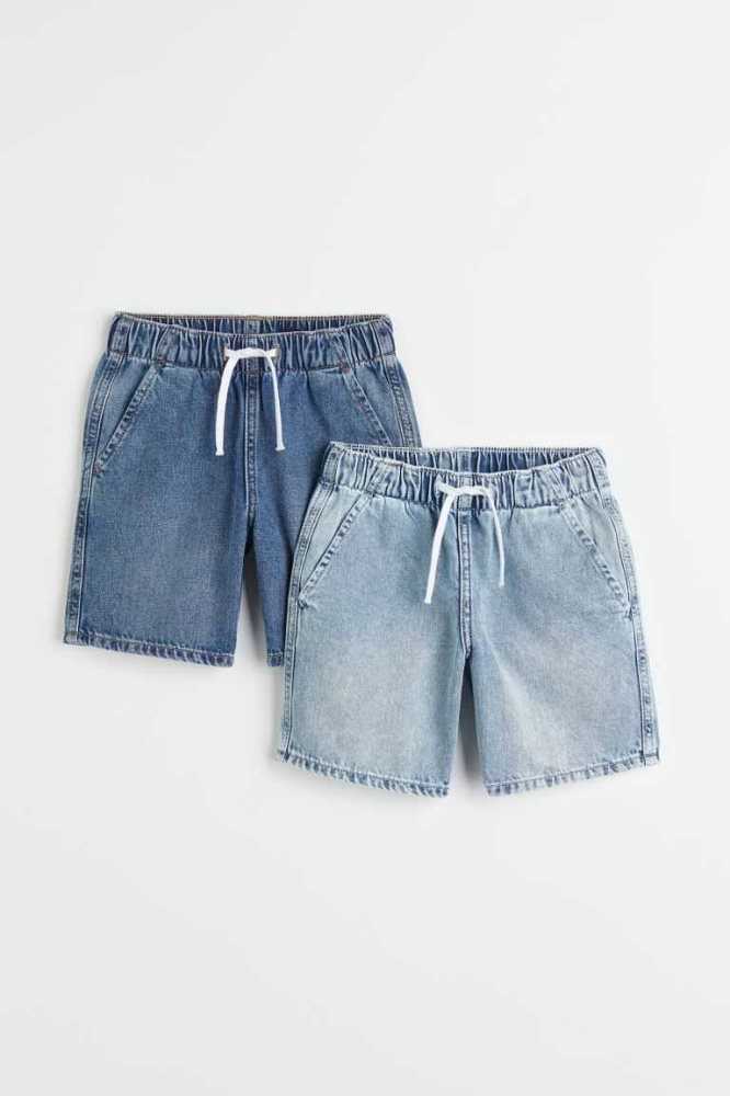 Bermudas H&M 2-pack Denim Niños Azules Azules Claro | 458013YOA