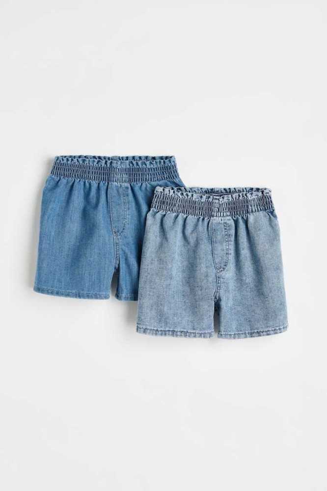 Bermudas H&M 2-pack Denim Niños Azules Claro | 176092JUW