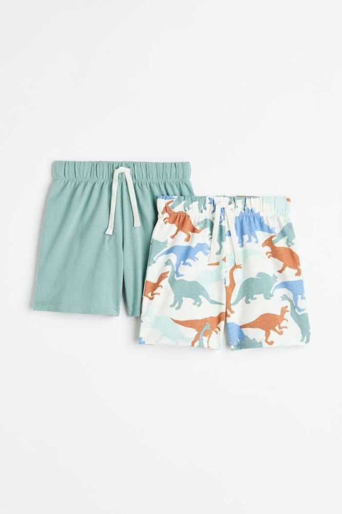 Bermudas H&M 2-pack Jersey Niños Verdes Claro | 364012TCZ