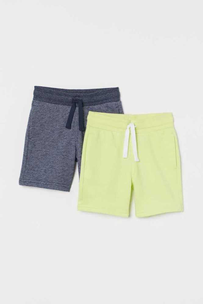 Bermudas H&M 2-pack Niños Negros Turquesa Claro | 093174RWA