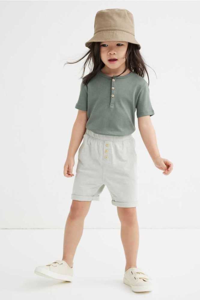 Bermudas H&M 2-pack Slub Algodon Niños Beige Verde Menta Verdes | 984172UMN