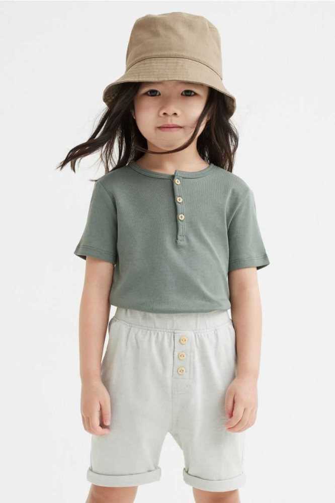 Bermudas H&M 2-pack Slub Algodon Niños Beige Verde Menta Verdes | 984172UMN