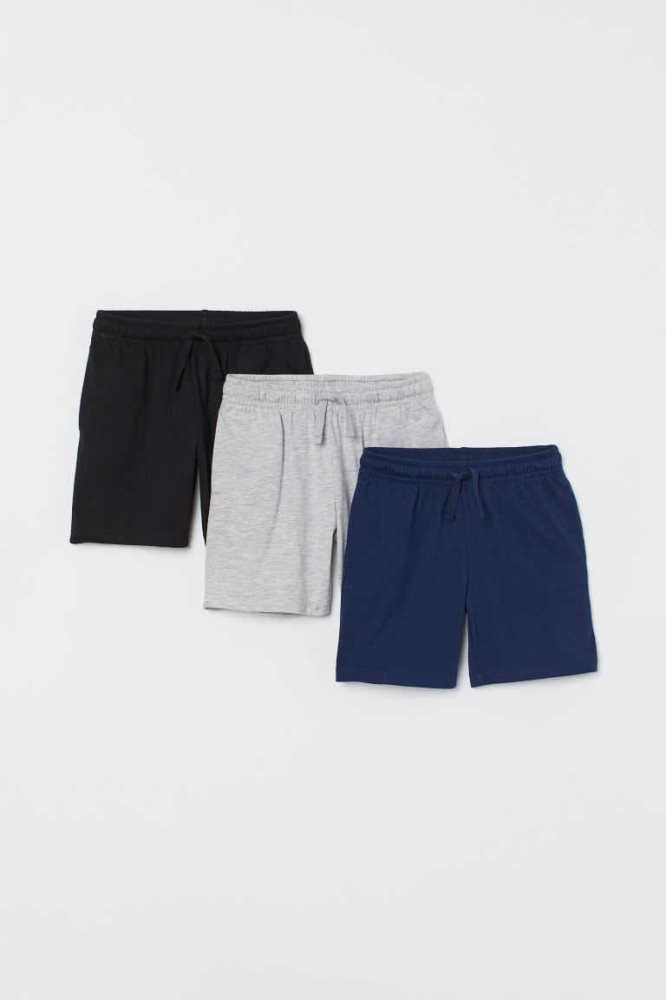 Bermudas H&M 3-pack Algodon Jersey Niños Azul Marino Azules Grises Claro | 183526XSM