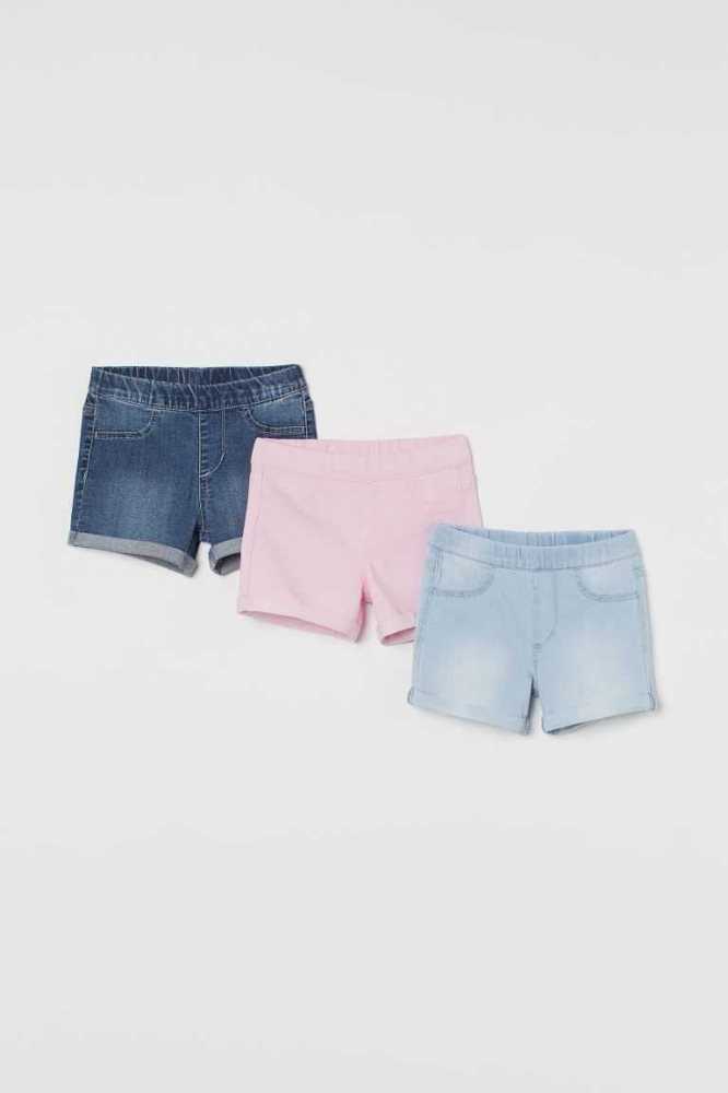 Bermudas H&M 3-pack Denim Niños Azules Rosas Claro | 176032QWV