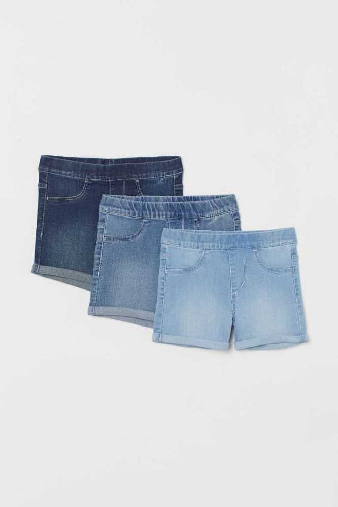 Bermudas H&M 3-pack Denim Niños Azules Rosas Claro | 176032QWV