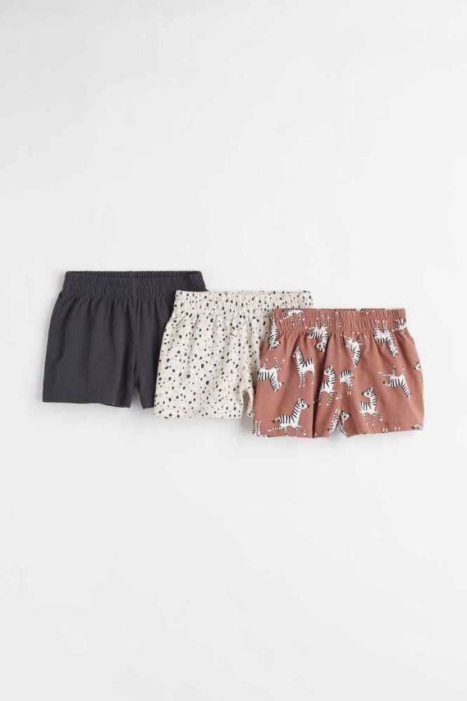 Bermudas H&M 3-pack Jersey Niños Marrom | 327195FVI