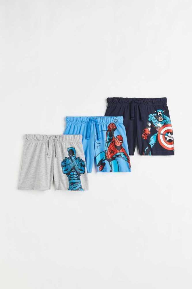 Bermudas H&M 3-pack Printed Jersey Niños Azules Claro | 180953AYL