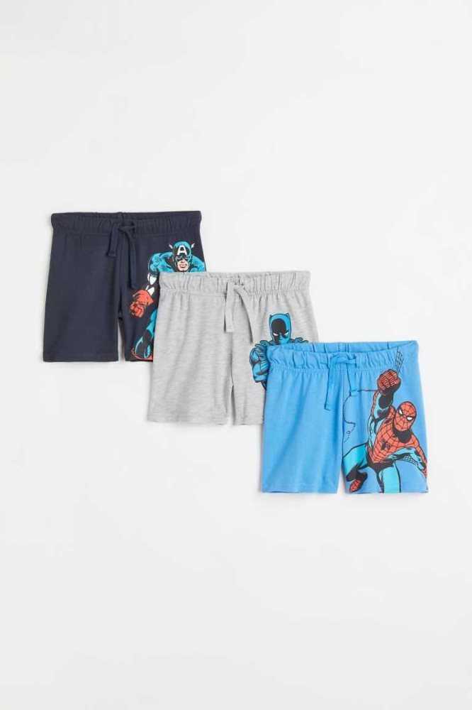 Bermudas H&M 3-pack Printed Jersey Niños Negros | 896724SYG