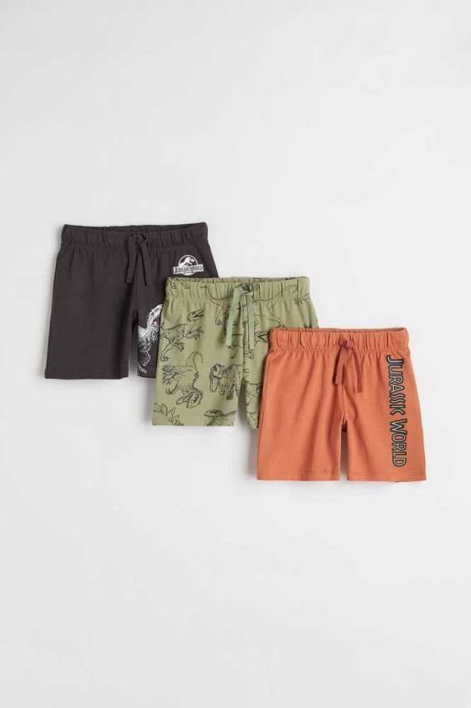 Bermudas H&M 3-pack Printed Jersey Niños Negros | 896724SYG