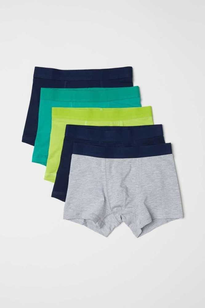 Bermudas H&M 5-pack Boxer Niños Grises Oscuro Kaki Verdes | 950738BDI