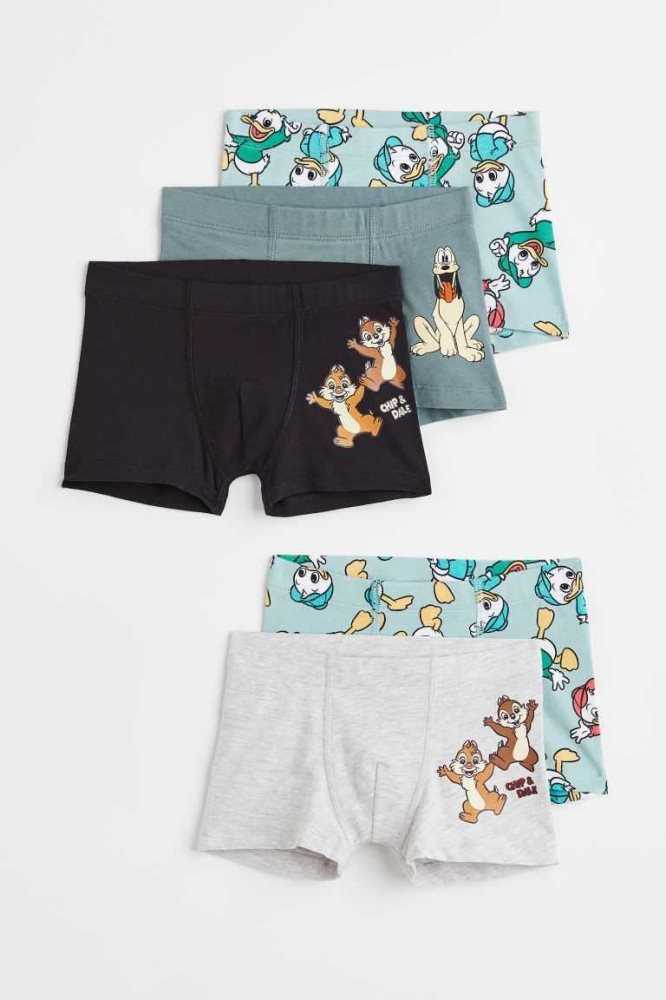 Bermudas H&M 5-pack Print-motif Algodon Boxer Niños Turquesa Claro | 527869UEW