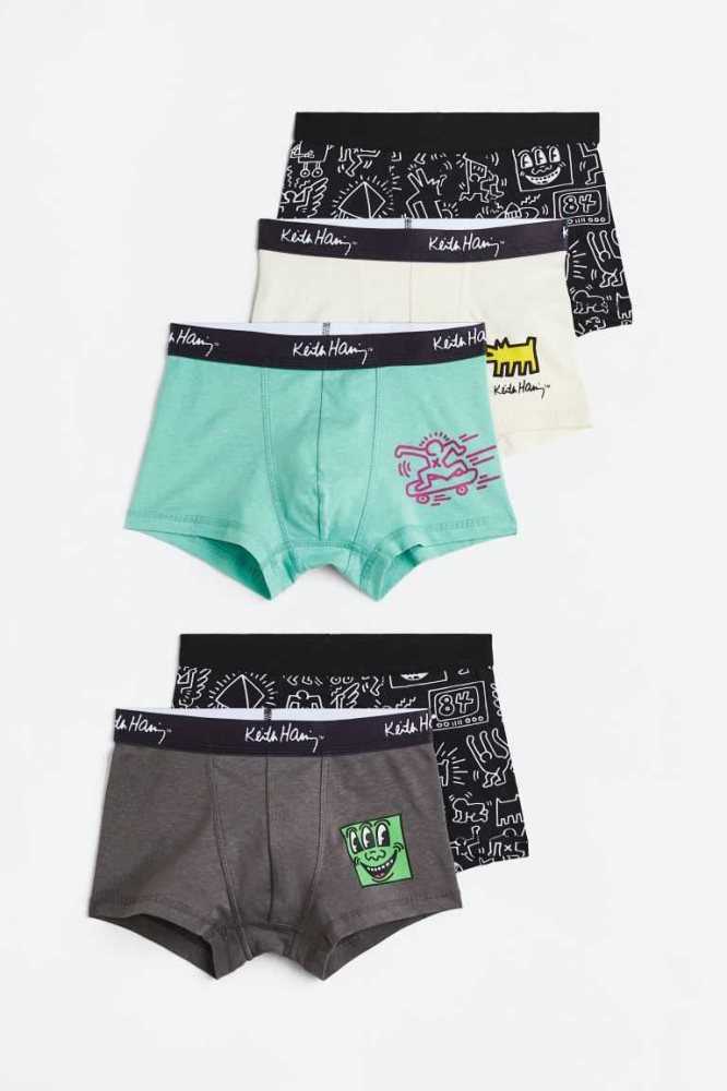 Bermudas H&M 5-pack Print-motif Boxer Niños Negros | 159834VUO