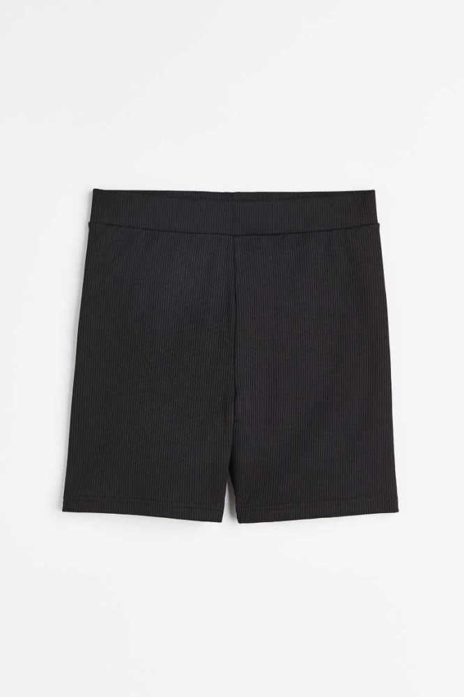 Bermudas H&M Acanalado Bike Mujer Negros | 376089TAM