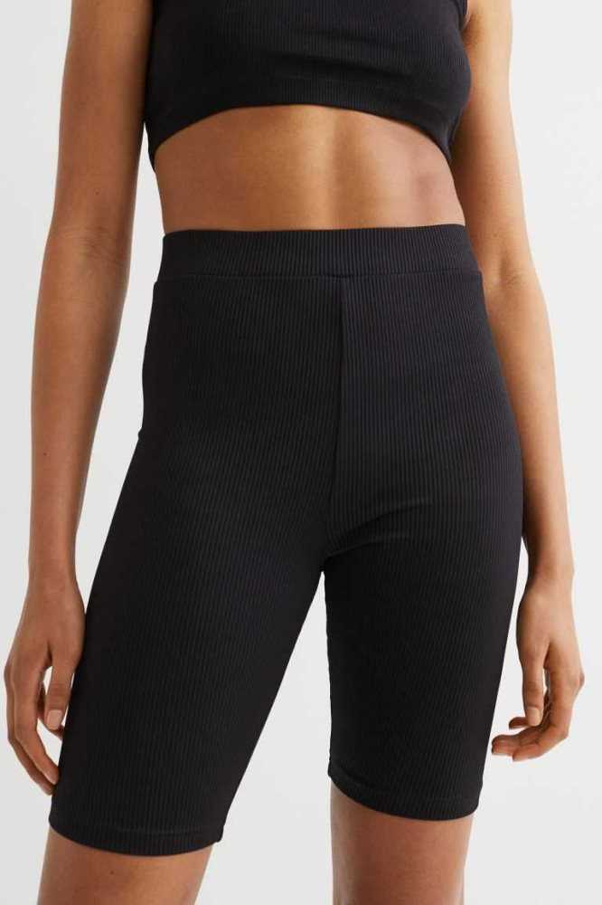 Bermudas H&M Acanalado Bike Mujer Negros | 674083WOB