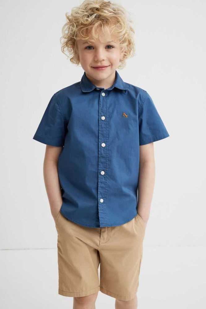 Bermudas H&M Algodon Chino Niños Azul Marino Azules | 068712VLN