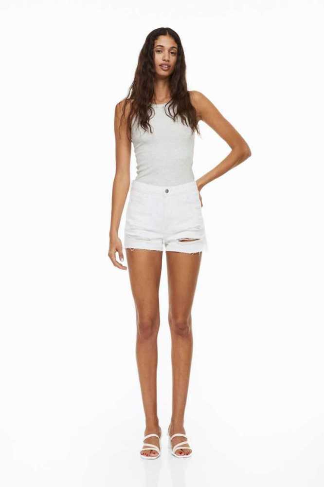 Bermudas H&M Algodon Denim Mujer Blancos | 207158JLU