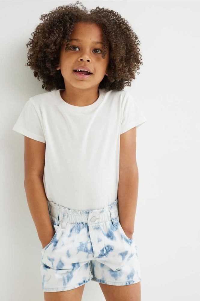 Bermudas H&M Algodon Denim Paper-bag Niños Azules Blancos | 062741KWL