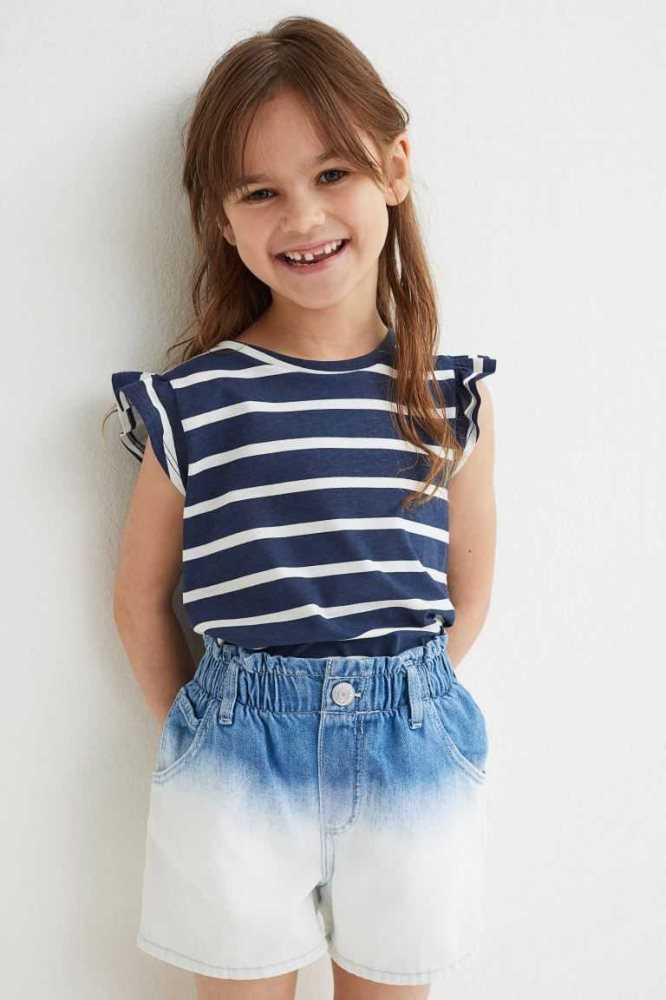 Bermudas H&M Algodon Denim Paper-bag Niños Azules Blancos | 062741KWL