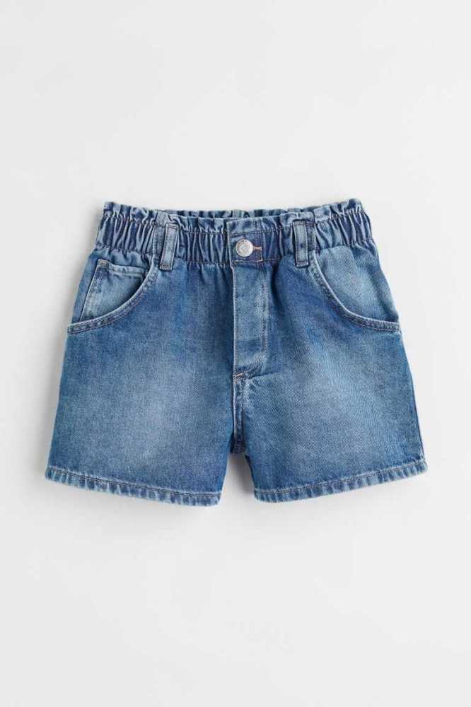 Bermudas H&M Algodon Denim Paper-bag Niños Azules | 405263MIV