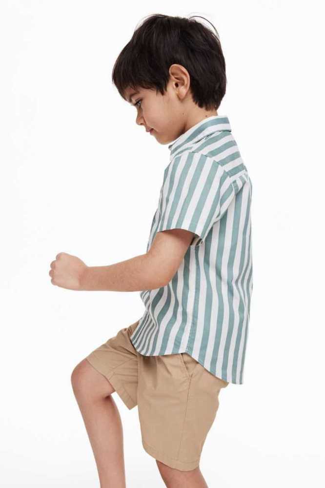 Bermudas H&M Algodon Poplin Niños Verdes Claro | 089713FLH