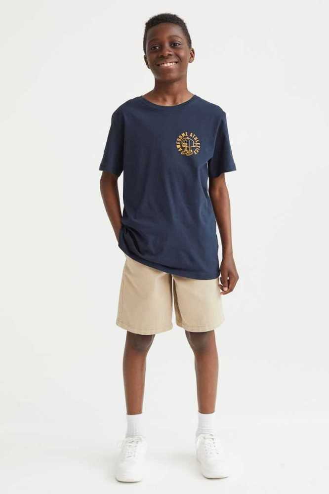 Bermudas H&M Algodon Twill Niños Azules Oscuro | 406189VYF