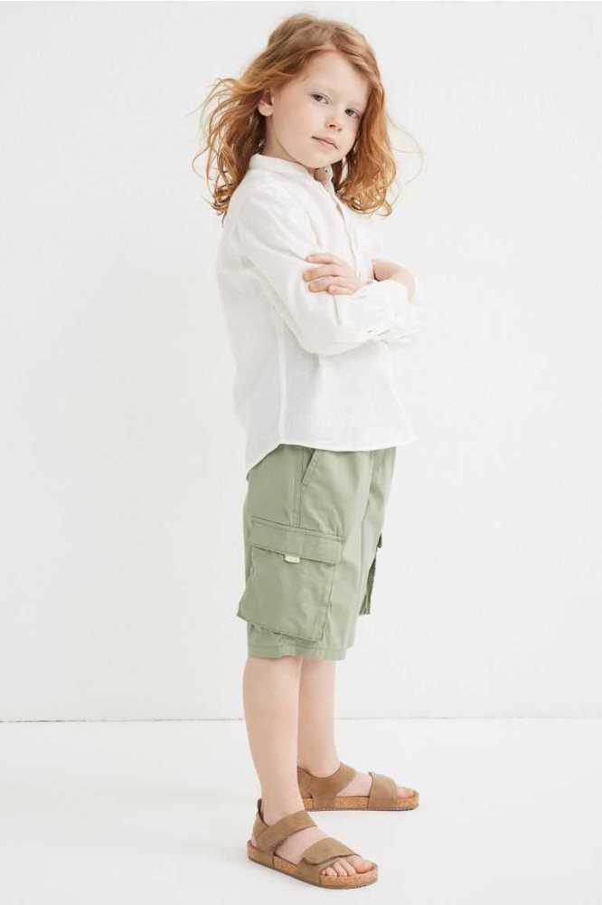 Bermudas H&M Cargo Niños Kaki Claro Verdes | 581406SAO