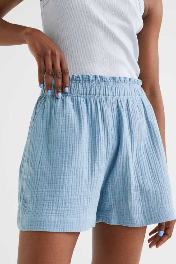 Bermudas H&M Crinkled Algodon Mujer Blancos | 987431ATO