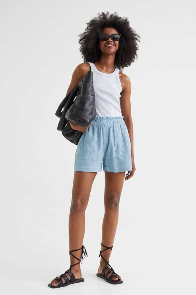 Bermudas H&M Crinkled Algodon Mujer Blancos | 987431ATO