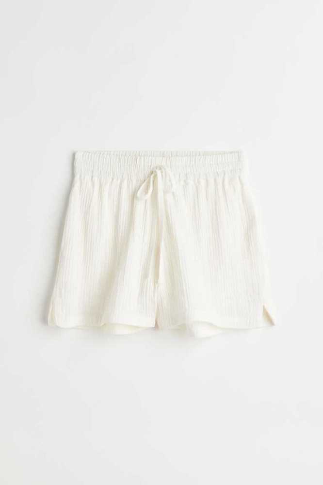 Bermudas H&M Crinkled Algodon Mujer Creme | 421639ZET