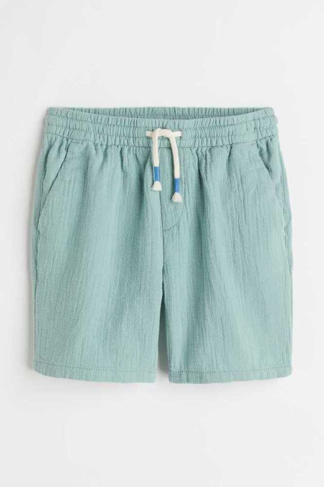 Bermudas H&M Crinkled Algodon Niños Turquesa | 207451BNR