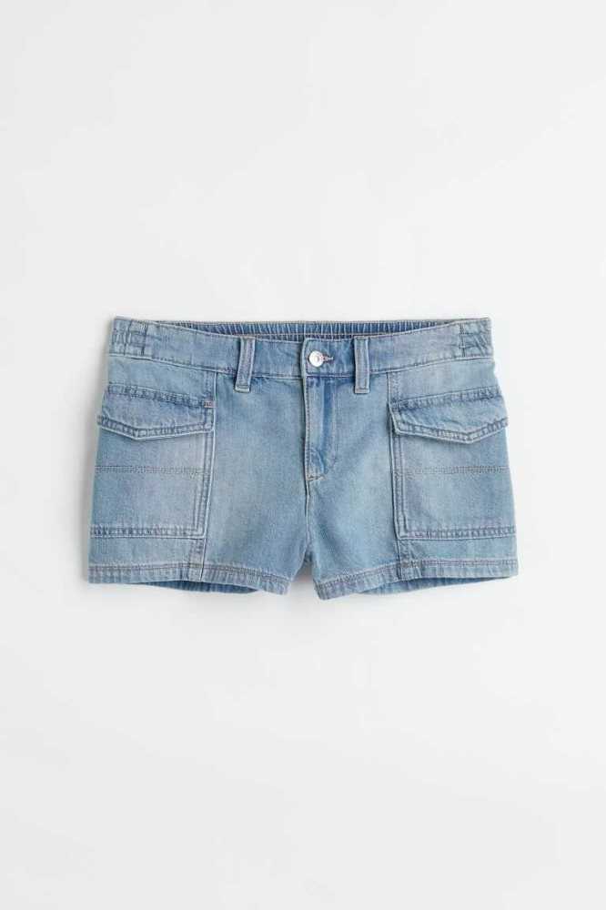 Bermudas H&M Denim Cargo Mujer Azules Claro | 192063QEF