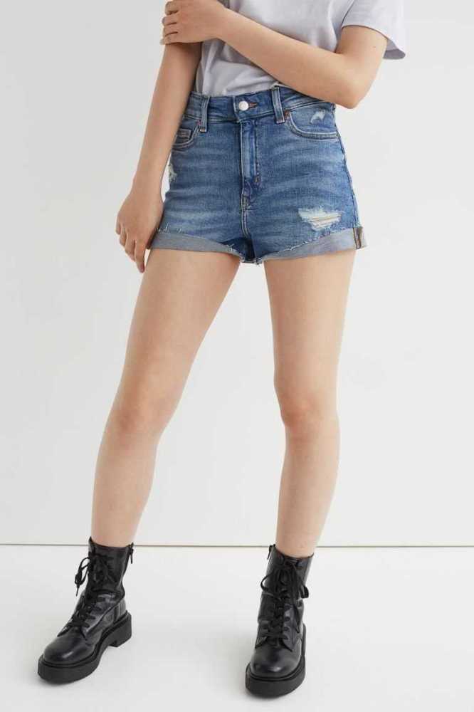 Bermudas H&M Denim Mujer Negros | 082463JIS