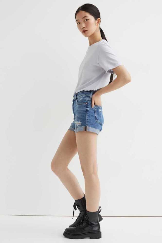 Bermudas H&M Denim Mujer Negros | 082463JIS