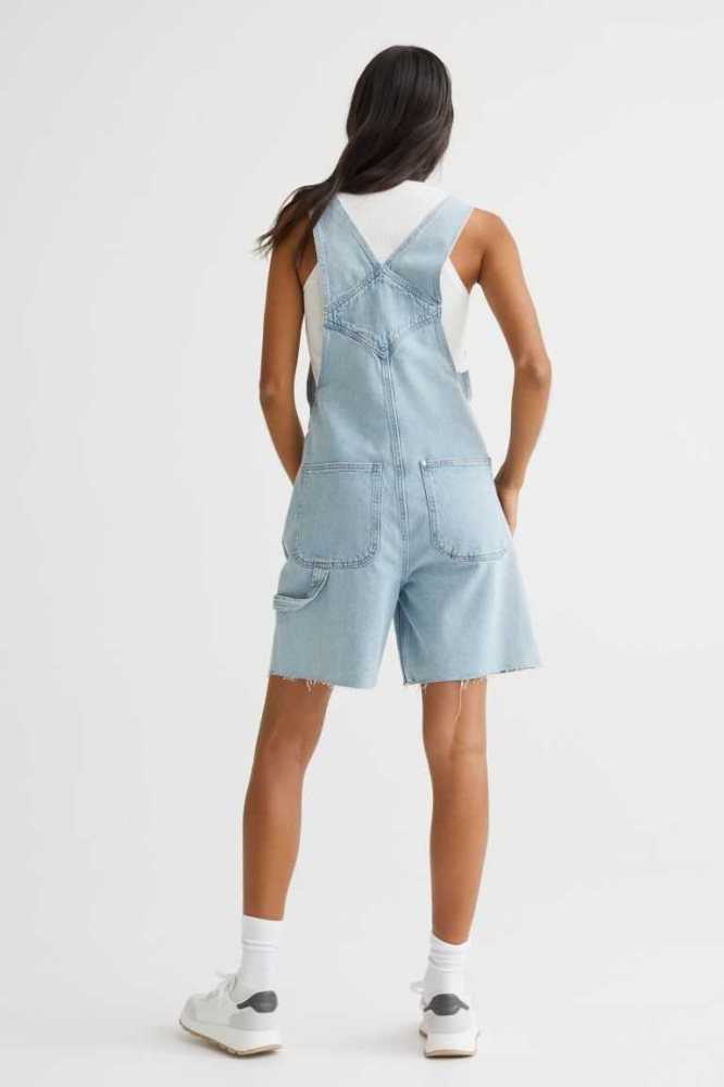 Bermudas H&M Denim Overall Mujer Azules Claro | 283094KQZ