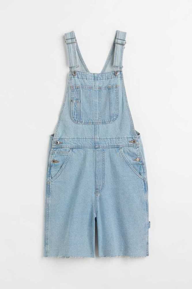 Bermudas H&M Denim Overall Mujer Azules Claro | 283094KQZ