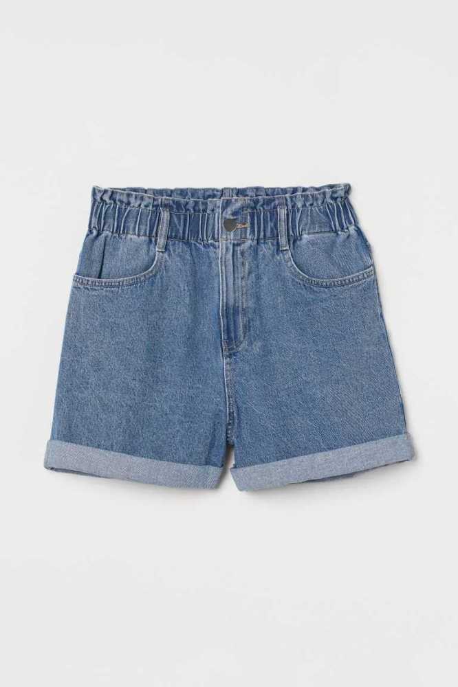 Bermudas H&M Denim Paper-bag Mujer Azules | 870963WUC