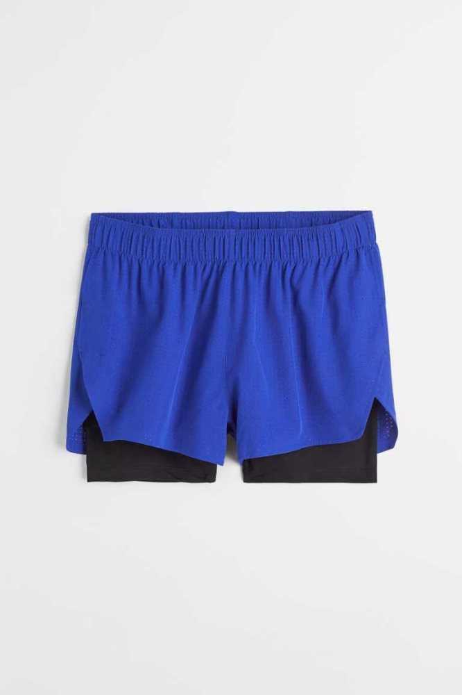 Bermudas H&M Double-layer Correr Hombre Negros | 537091OFJ