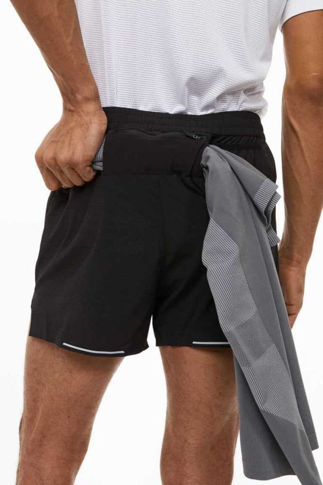 Bermudas H&M DryMove Pocket-detail running Hombre Negros | 978612HAN