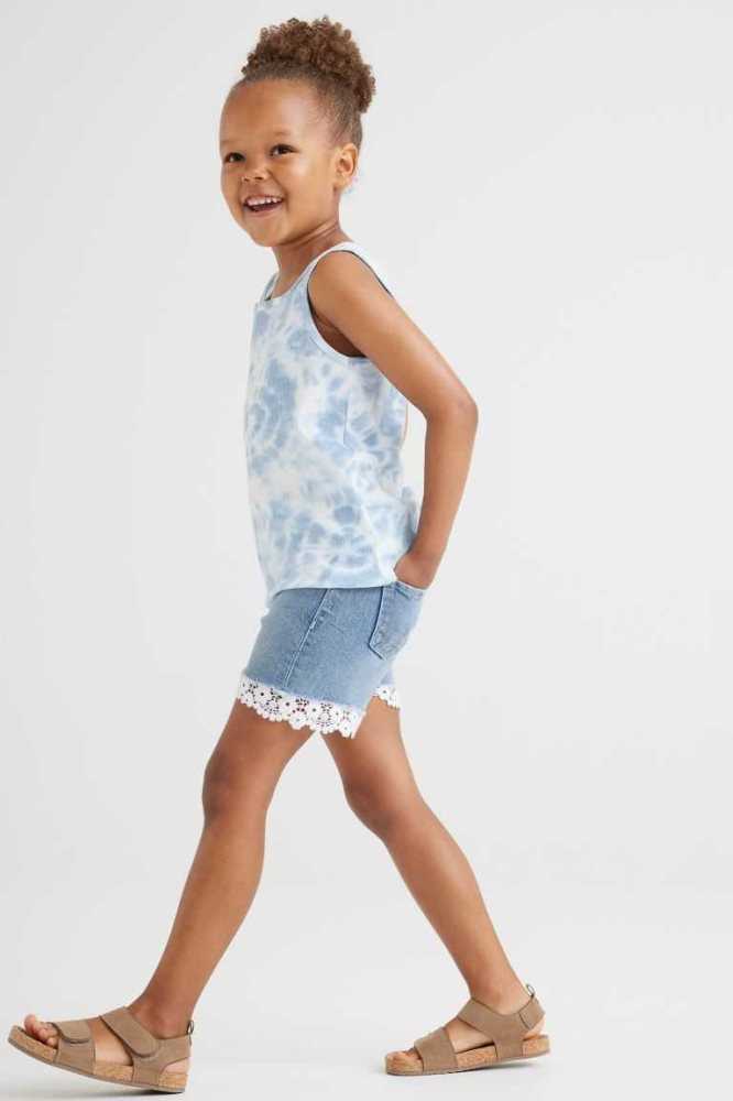 Bermudas H&M Encaje-trimmed Denim Niños Azules Claro | 380627ISO