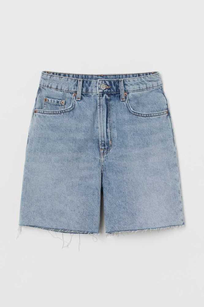 Bermudas H&M High Cintura Bermuda Mujer Azules Claro | 492765YAV