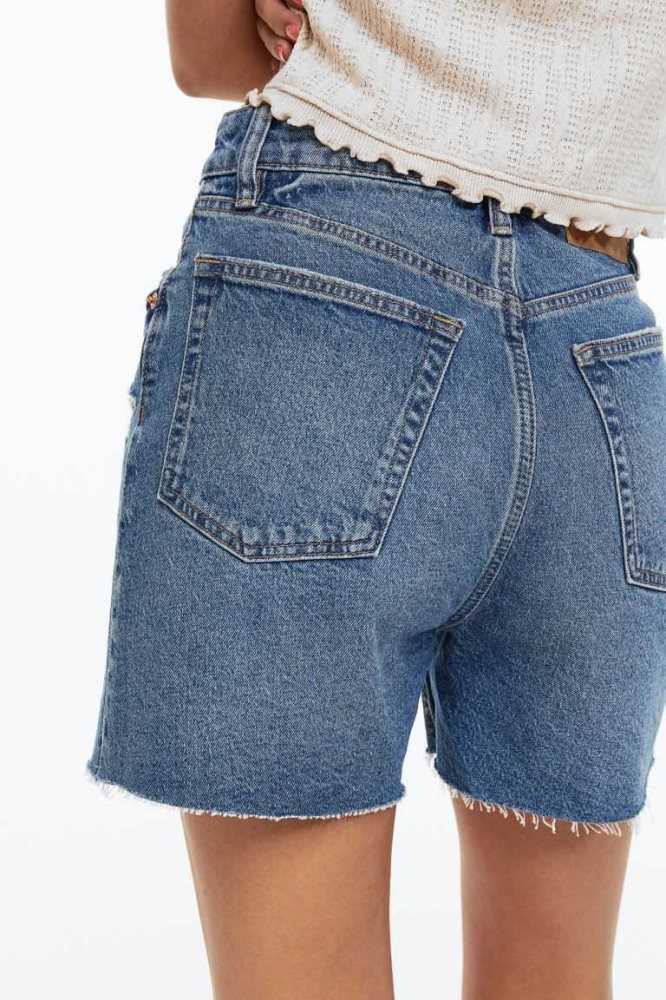 Bermudas H&M High Cintura Denim Mujer Azules | 618047PEB