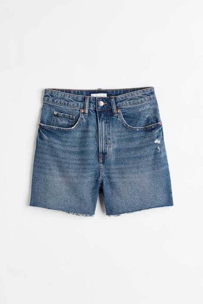 Bermudas H&M High Cintura Denim Mujer Azules | 618047PEB