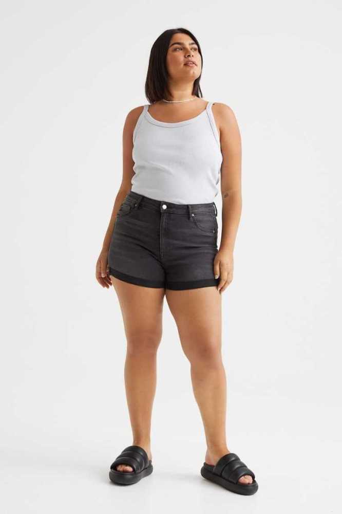 Bermudas H&M High Cintura Denim Mujer Azules Claro | 763504TMG