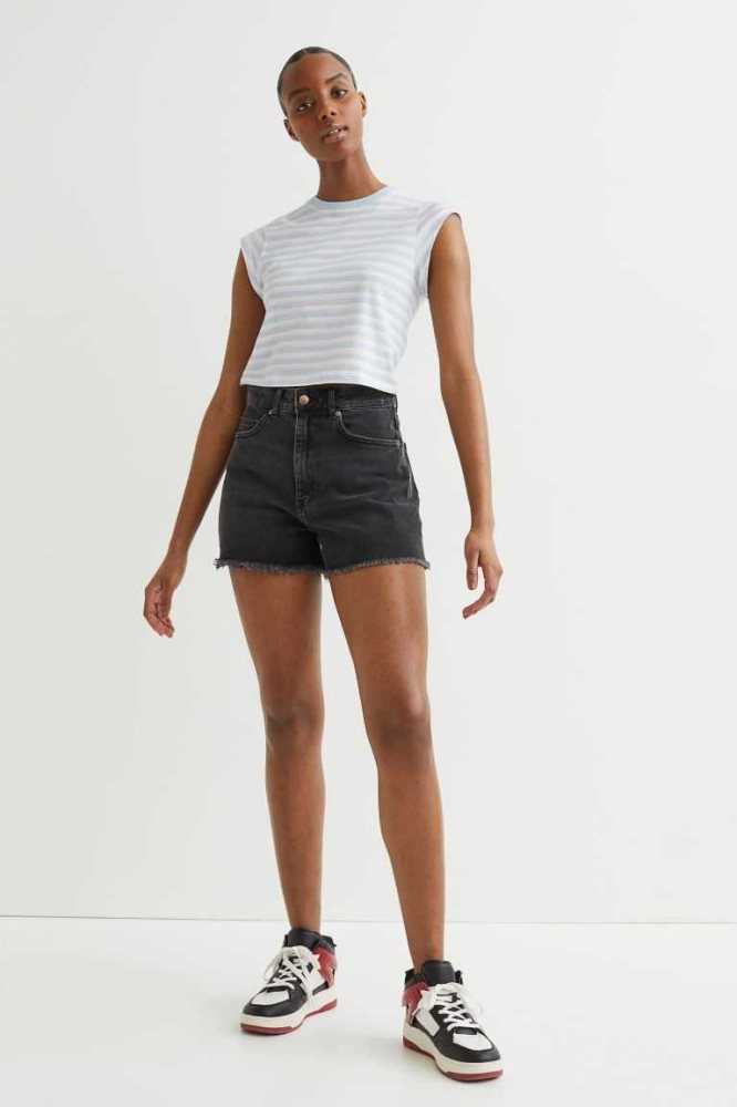 Bermudas H&M High Cintura Denim Mujer Azules | 930748RVQ