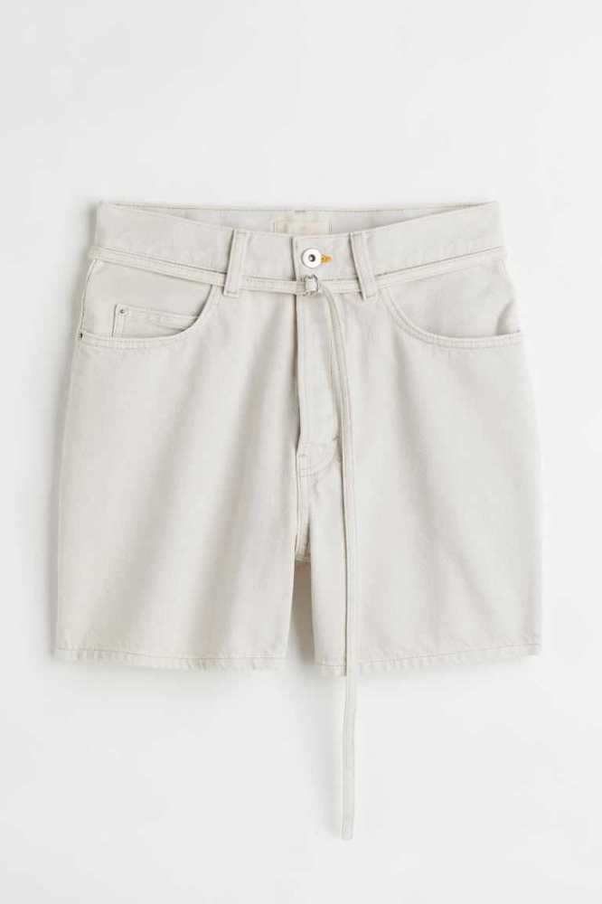 Bermudas H&M High Cintura Denim Mujer Creme | 120368HPN