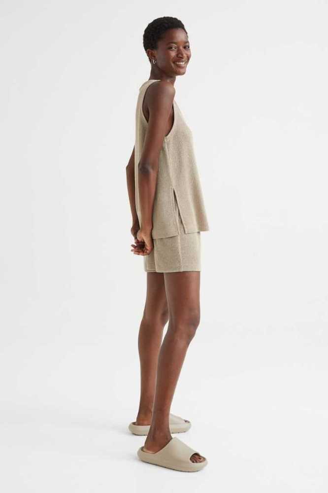 Bermudas H&M Knit Mujer Beige Claro | 214670DTR