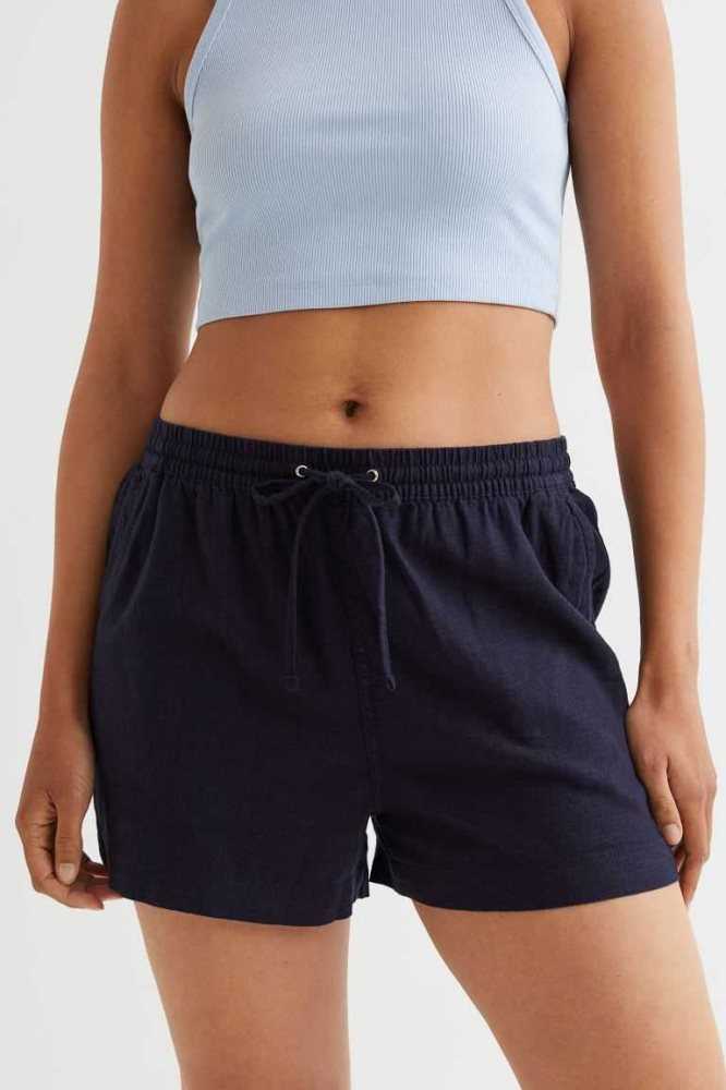 Bermudas H&M Linen-blend Mujer Azules Oscuro | 035461YQP